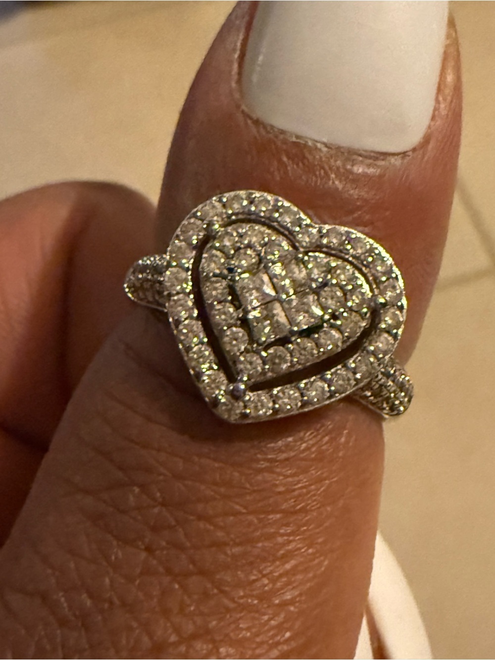 Sterling Silver Heart Halo diamonique  QVC Ring - Silver